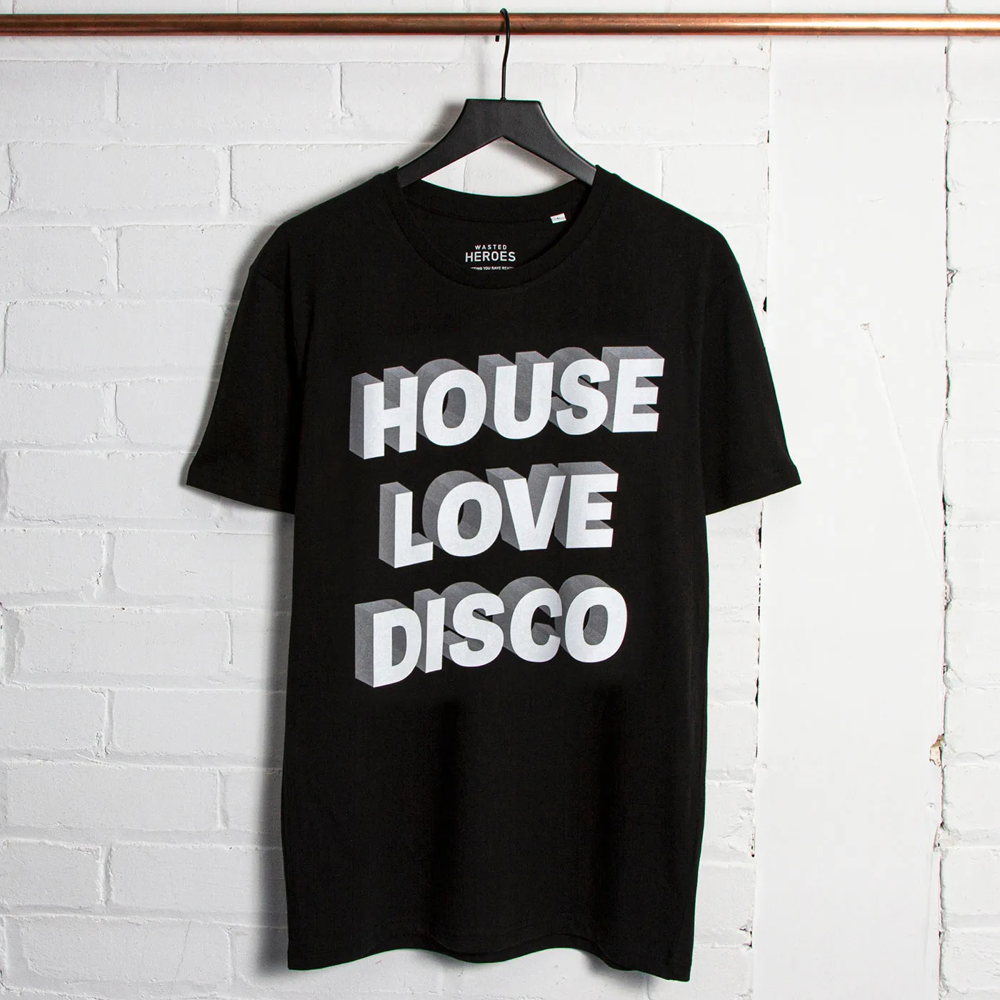 3D House Love Disco Front Print - Tshirt - Black