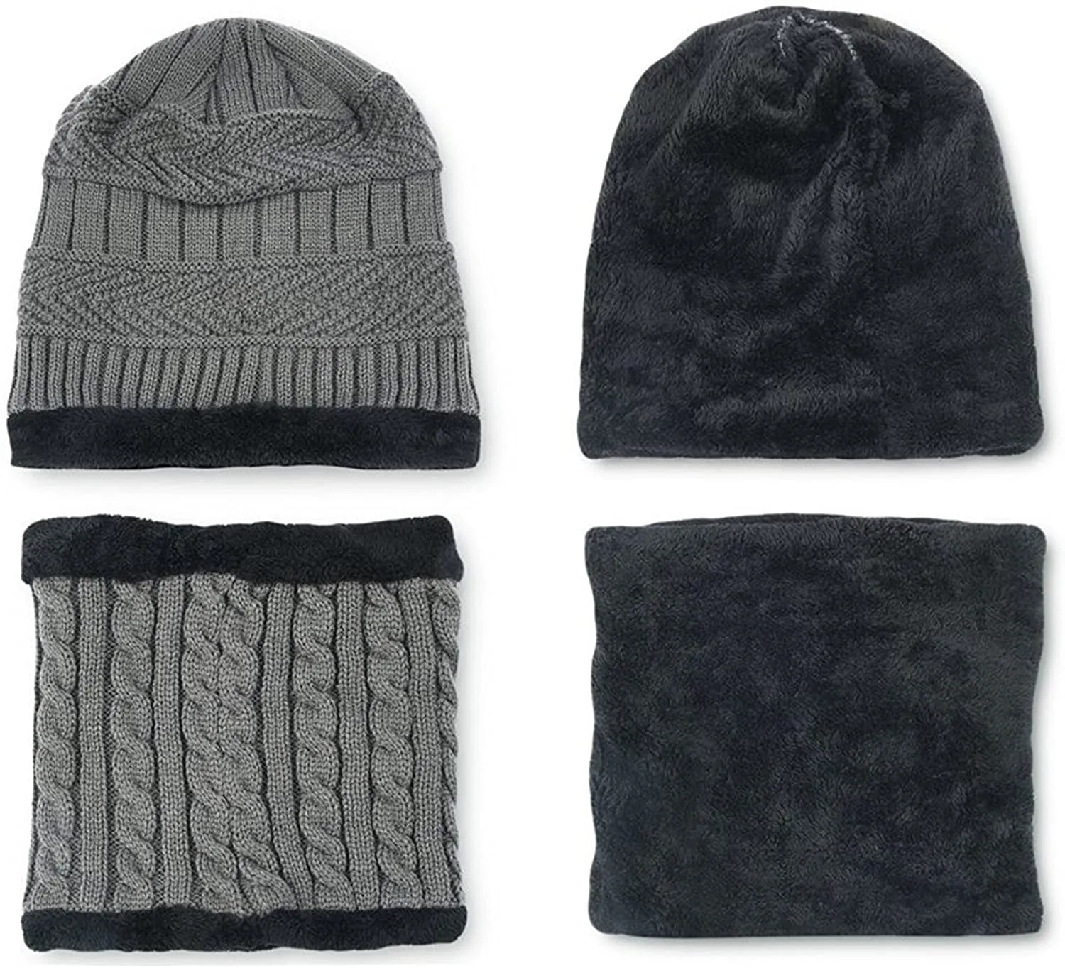 4 Piece Beanie, Scarf and Gloves Set