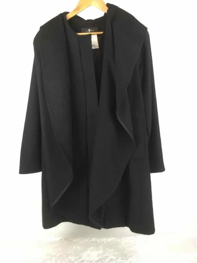 7 For All Mankind Size M Black Wool Blend Cape