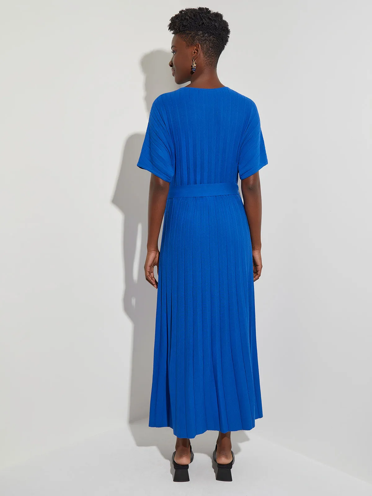 A-Line Tie-Waist Soft Ribbed Knit Dress