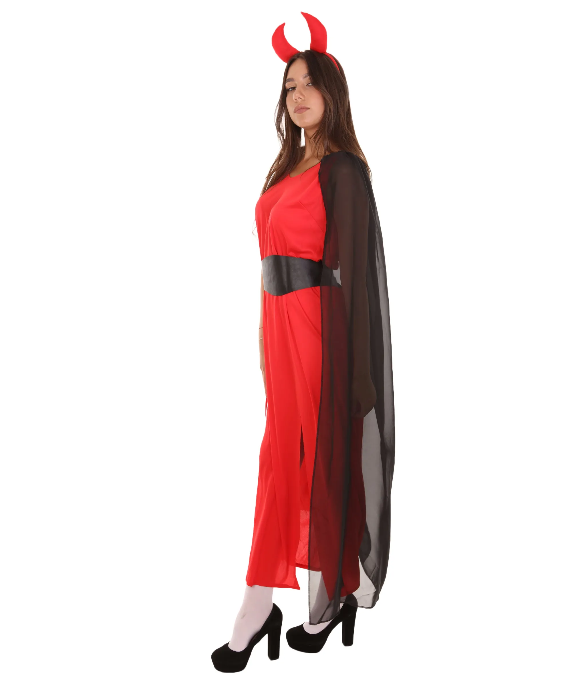 Adult Women's Devil Fancy Dress Scary Costume | Red & Black Halloween Costume