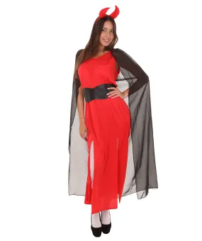 Adult Women's Devil Fancy Dress Scary Costume | Red & Black Halloween Costume