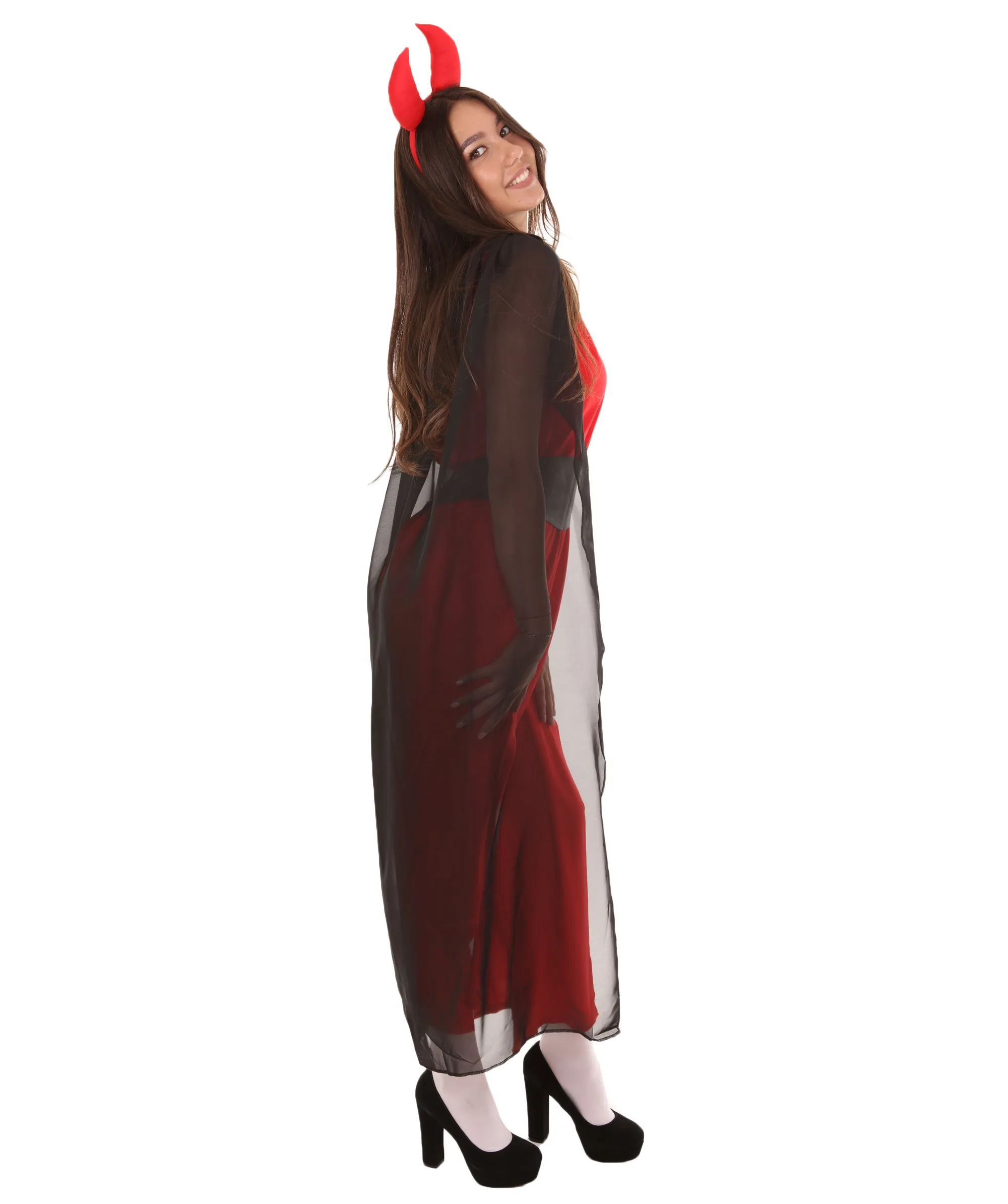 Adult Women's Devil Fancy Dress Scary Costume | Red & Black Halloween Costume