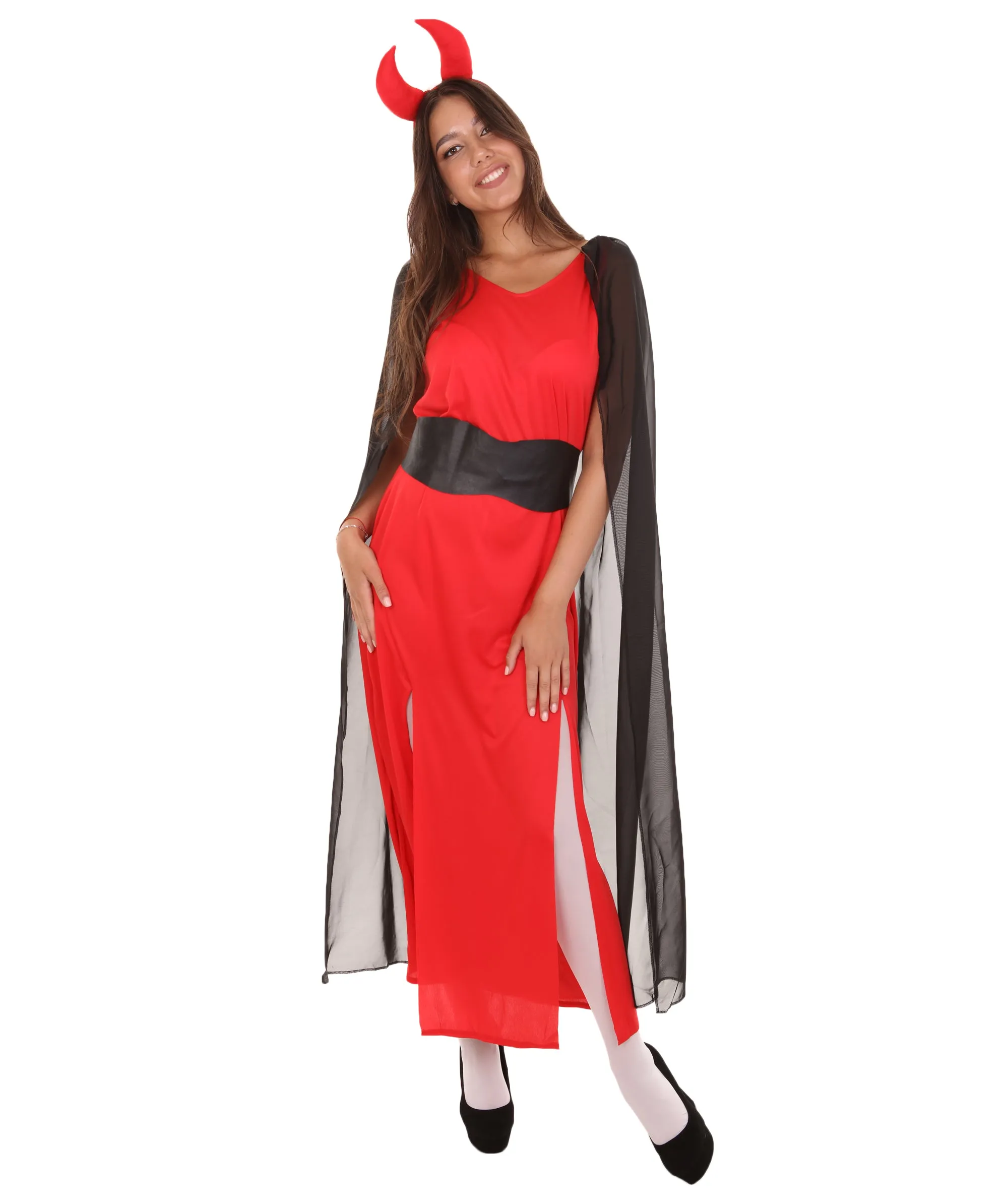 Adult Women's Devil Fancy Dress Scary Costume | Red & Black Halloween Costume