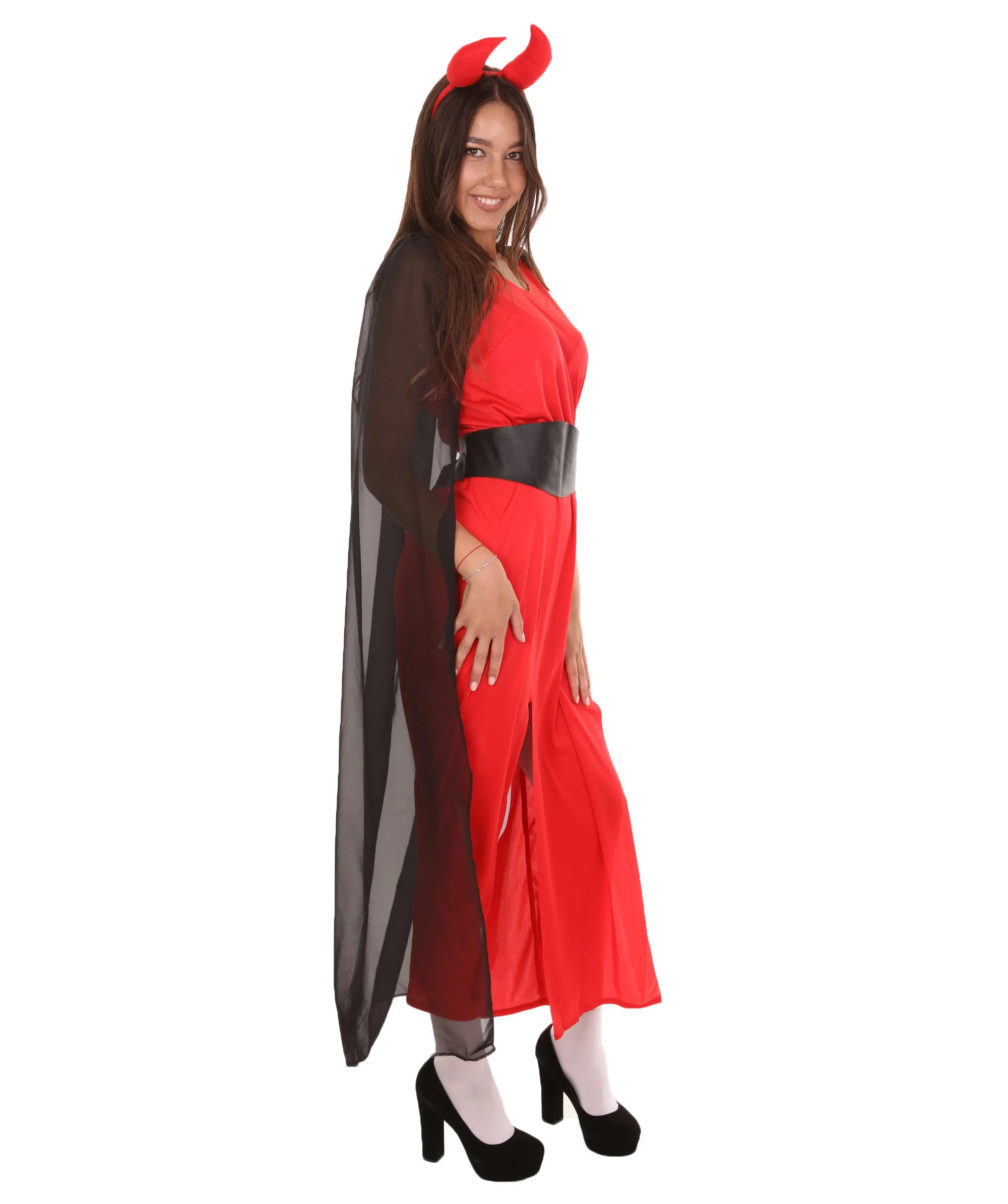 Adult Women's Devil Fancy Dress Scary Costume | Red & Black Halloween Costume