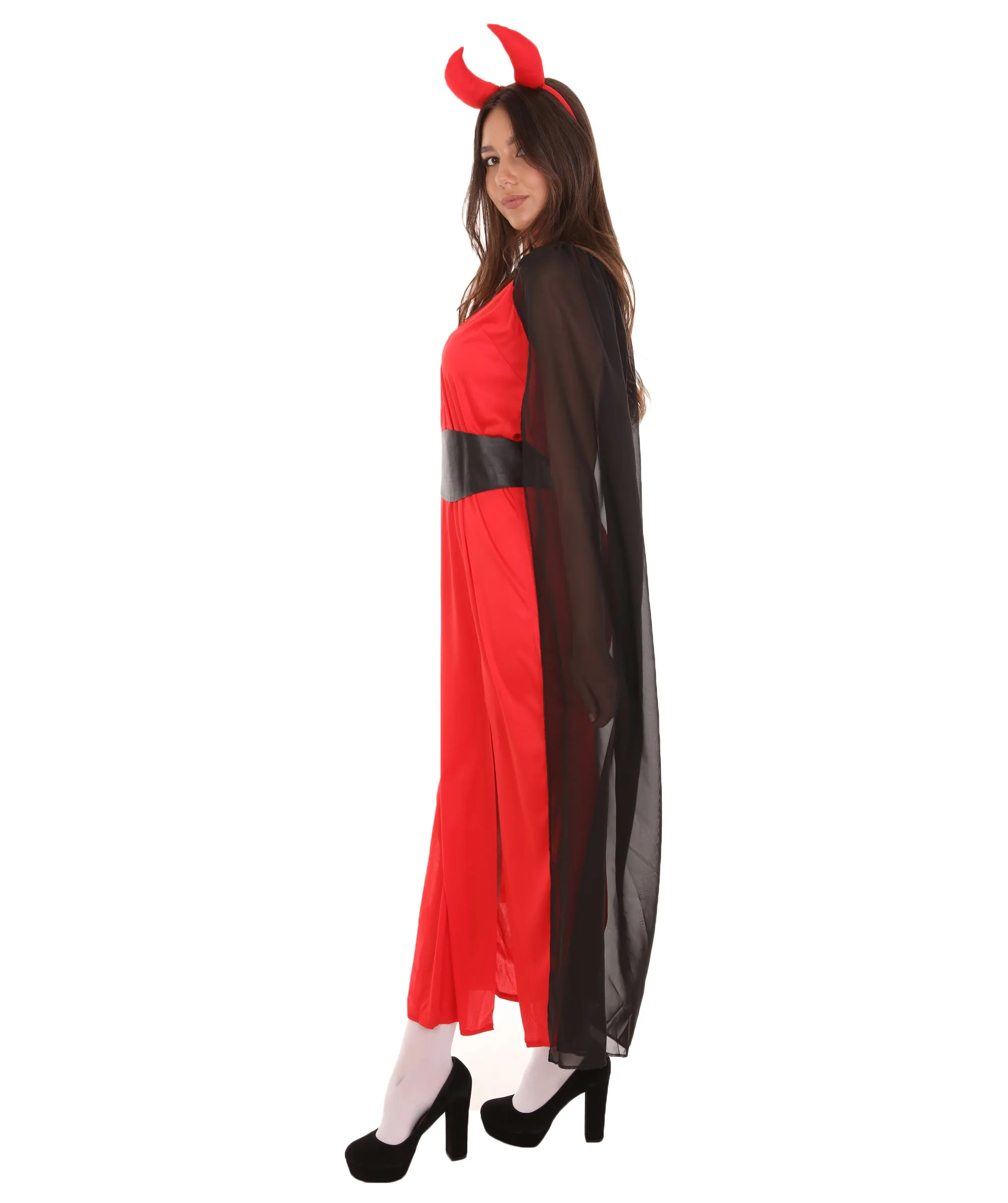 Adult Women's Devil Fancy Dress Scary Costume | Red & Black Halloween Costume