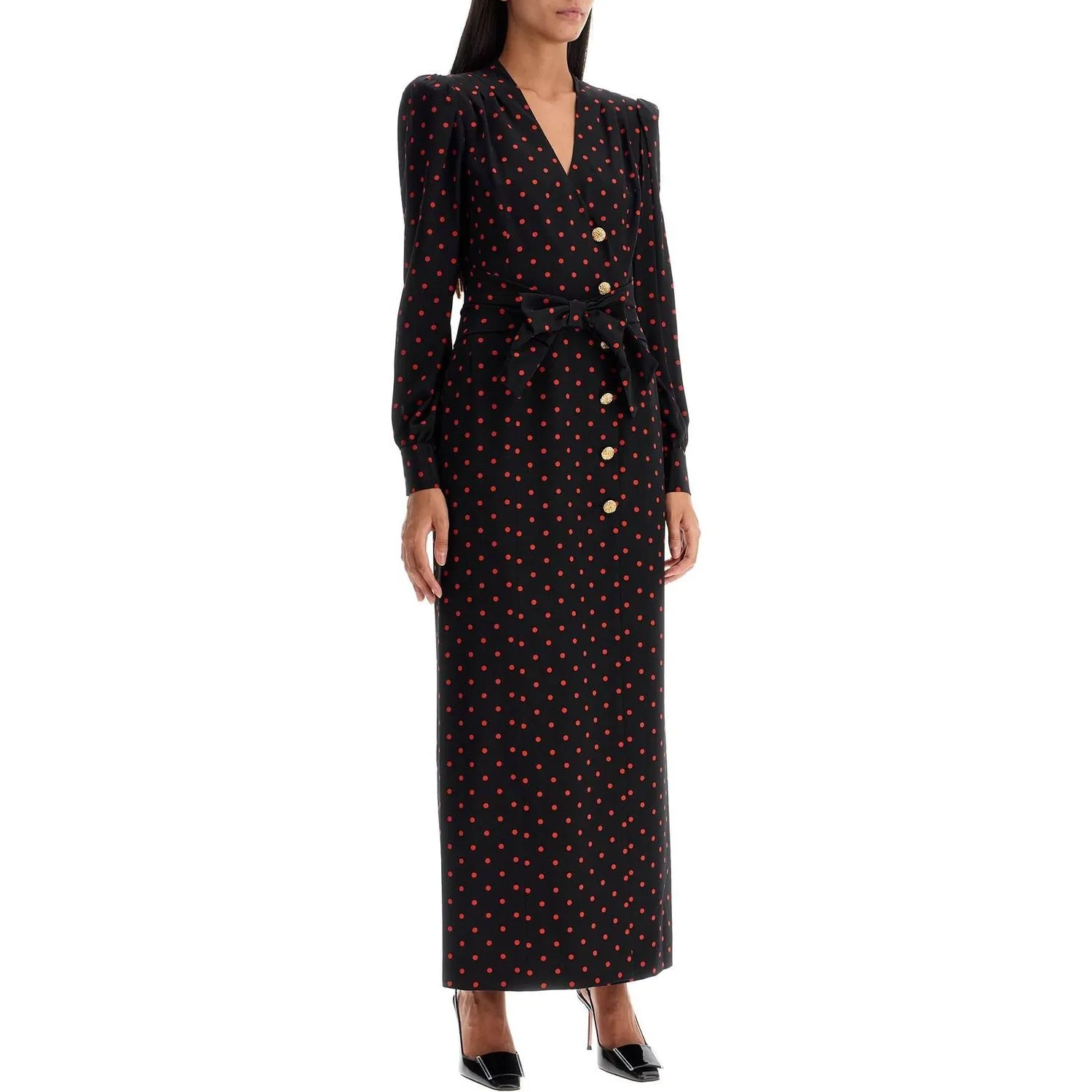 Alessandra Rich silk maxi dress with polka dots