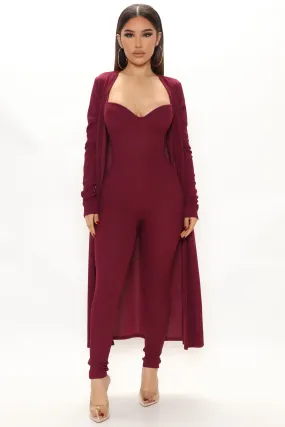 All Inclusive Jumpsuit Set - Burgundy