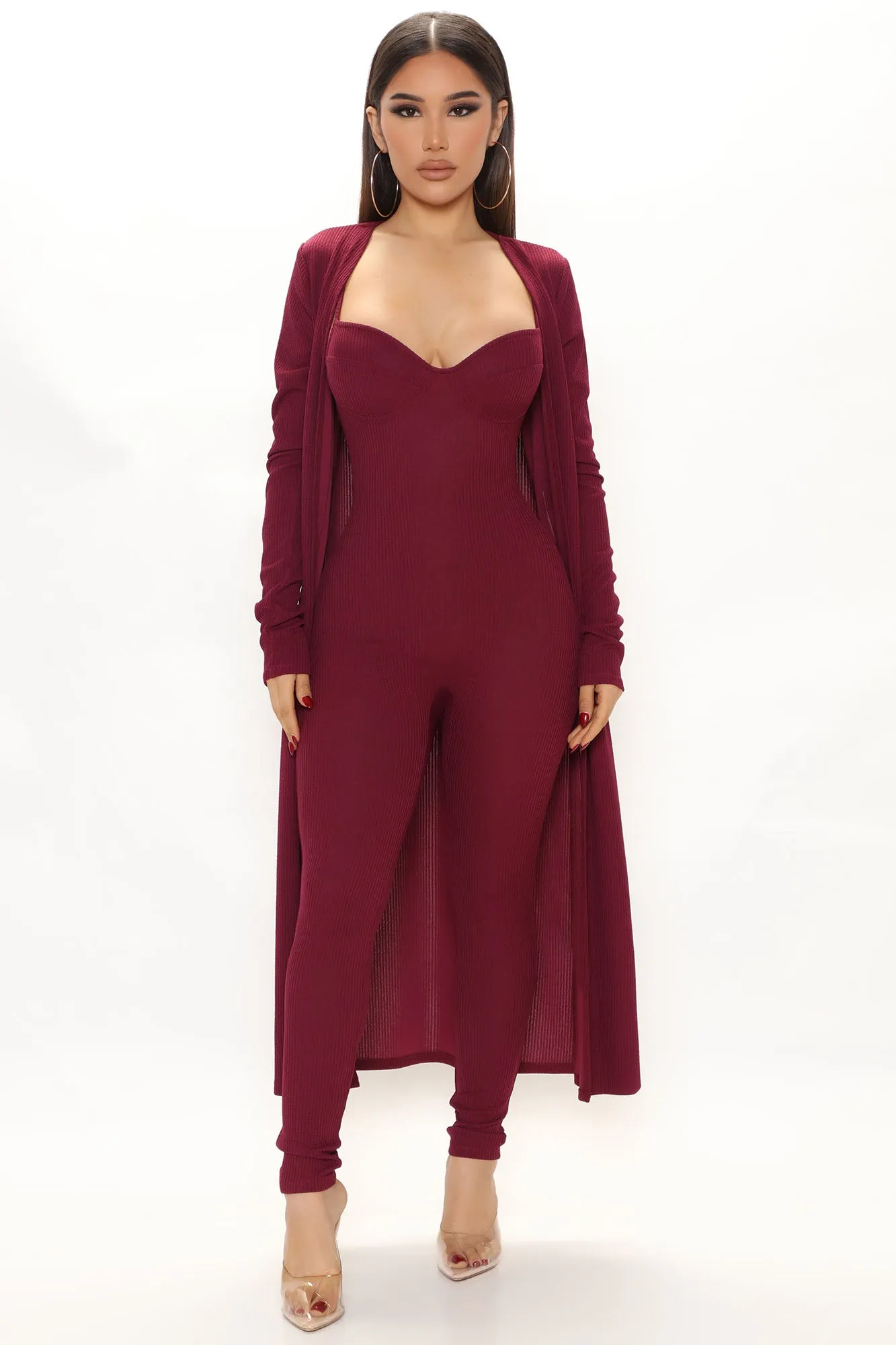 All Inclusive Jumpsuit Set - Burgundy