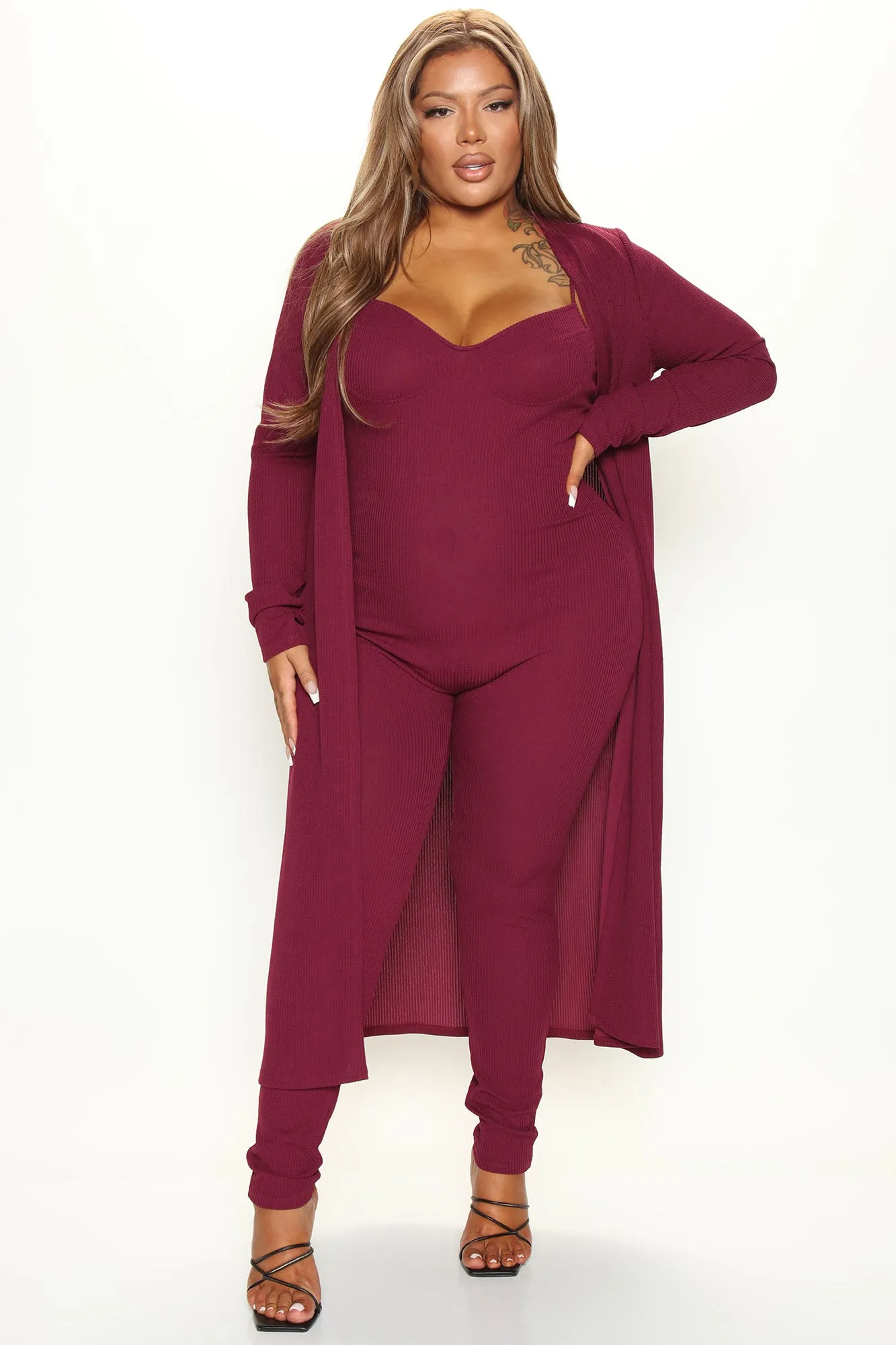 All Inclusive Jumpsuit Set - Burgundy