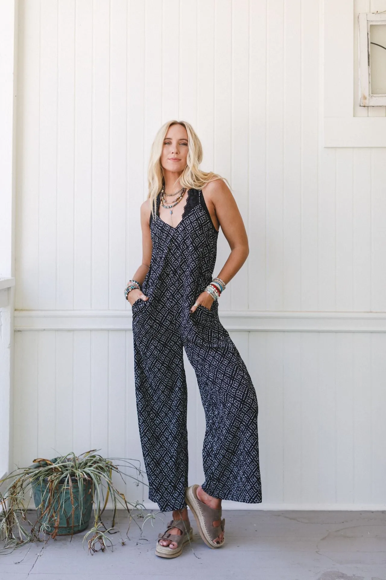 Annabelle Printed Jumpsuit - Black