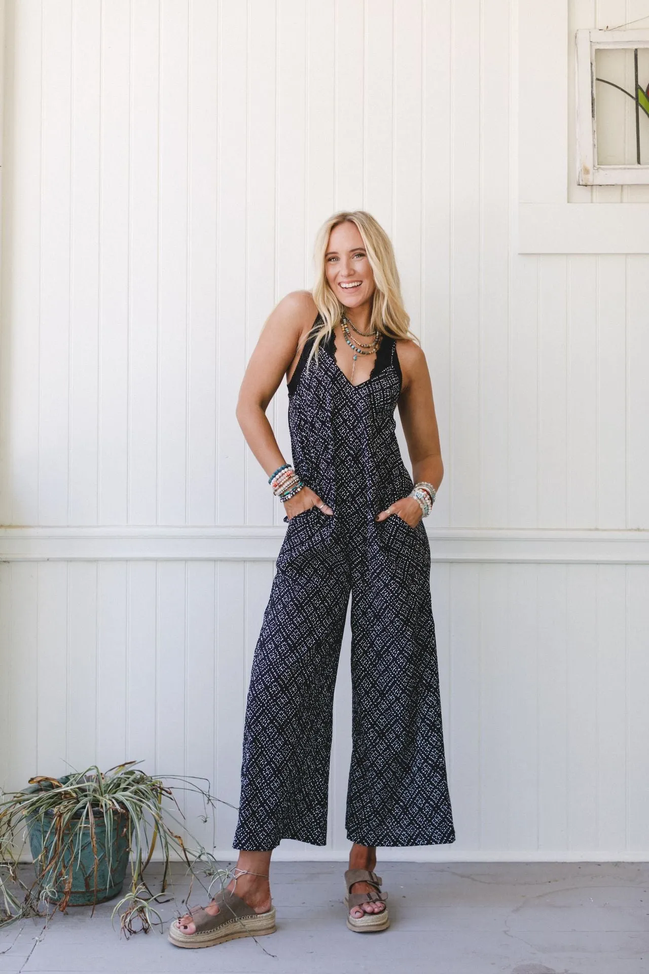 Annabelle Printed Jumpsuit - Black