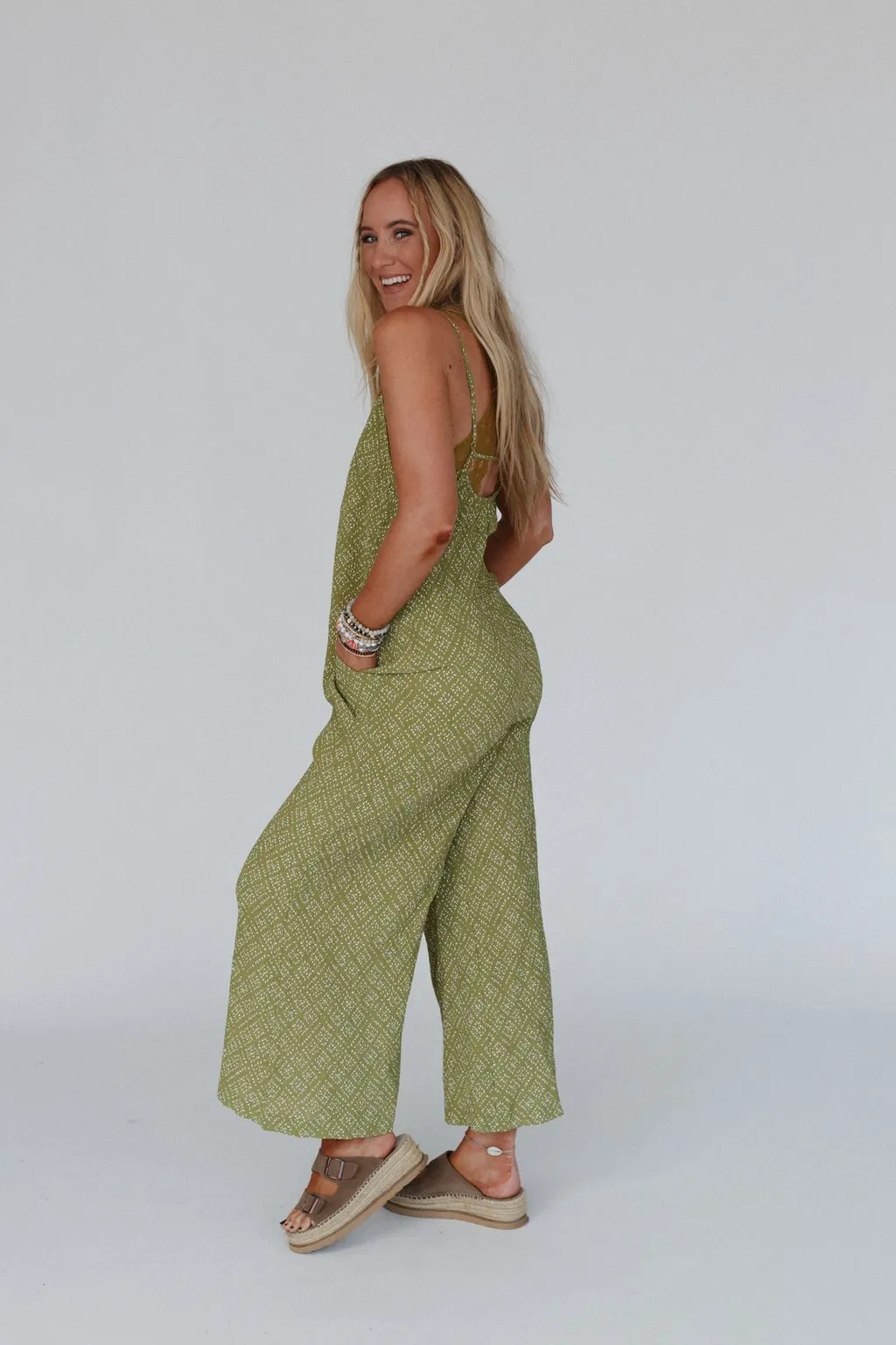 Annabelle Printed Jumpsuit - Olive