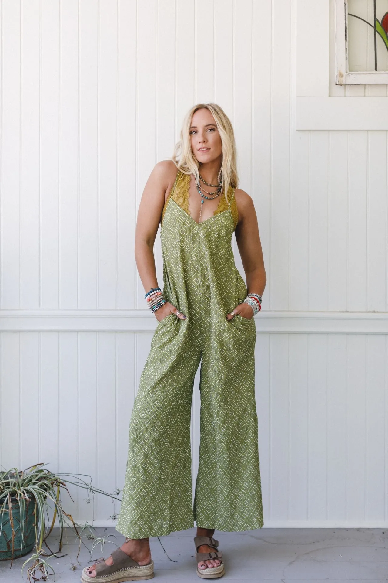 Annabelle Printed Jumpsuit - Olive