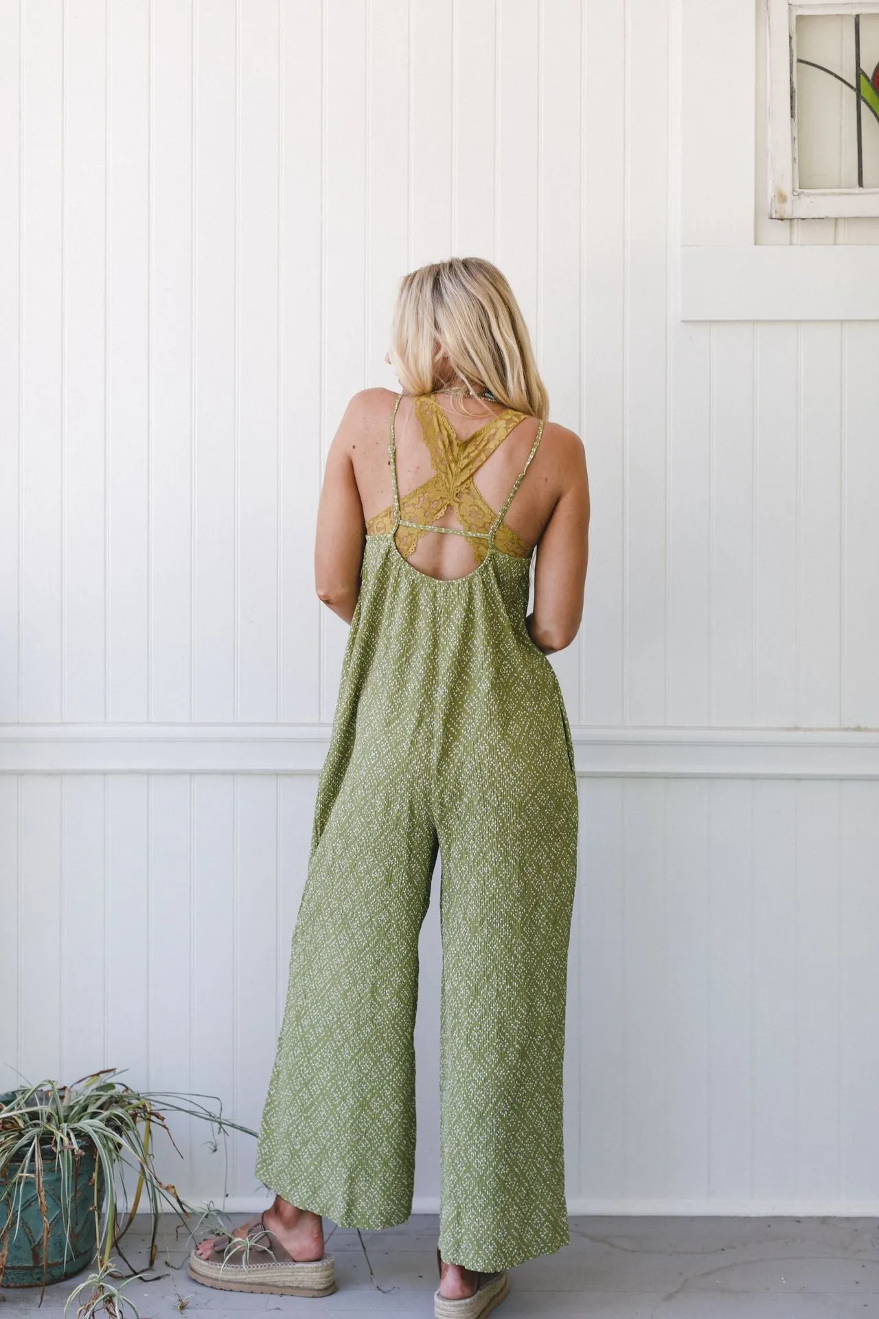 Annabelle Printed Jumpsuit - Olive