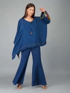 APPLIQUE SLEEVES EGYPTIAN BLUE CAPE SET