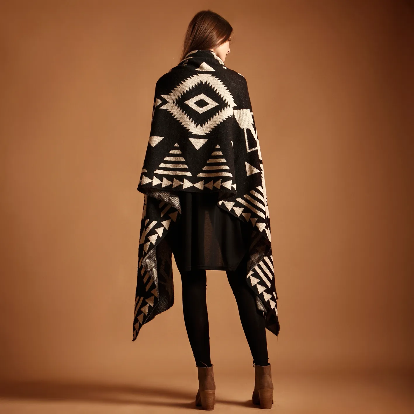 Aztec-print poncho