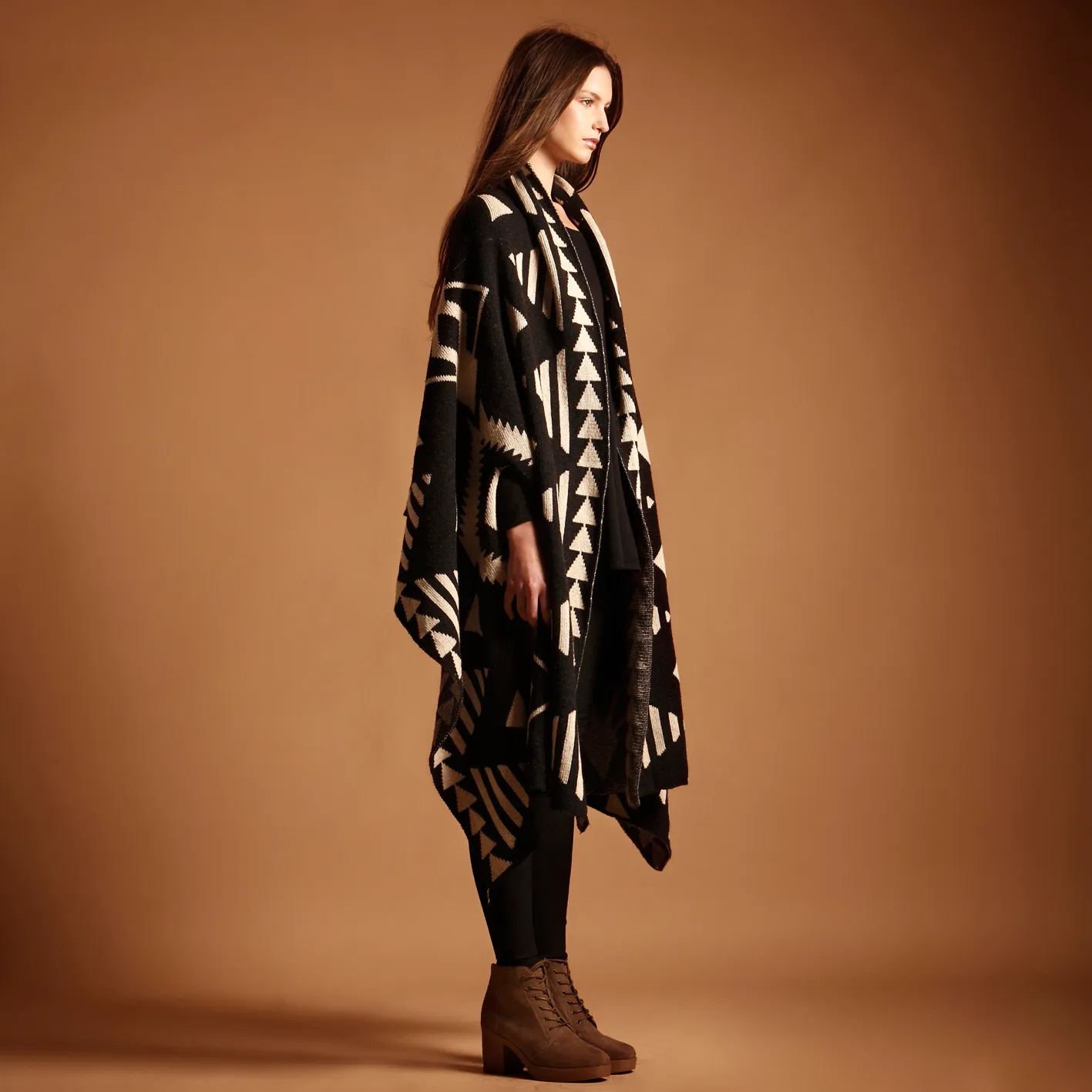 Aztec-print poncho