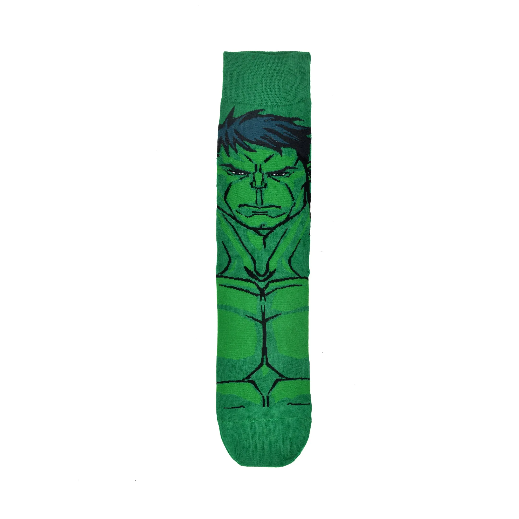 Balenzia x Marvel Character Crew & Ankle Length Sock for Men- "THE INCREDIBLE HULK" Gift Pack (Pack of 2 Pairs/1U)(Free Size) Green & Black