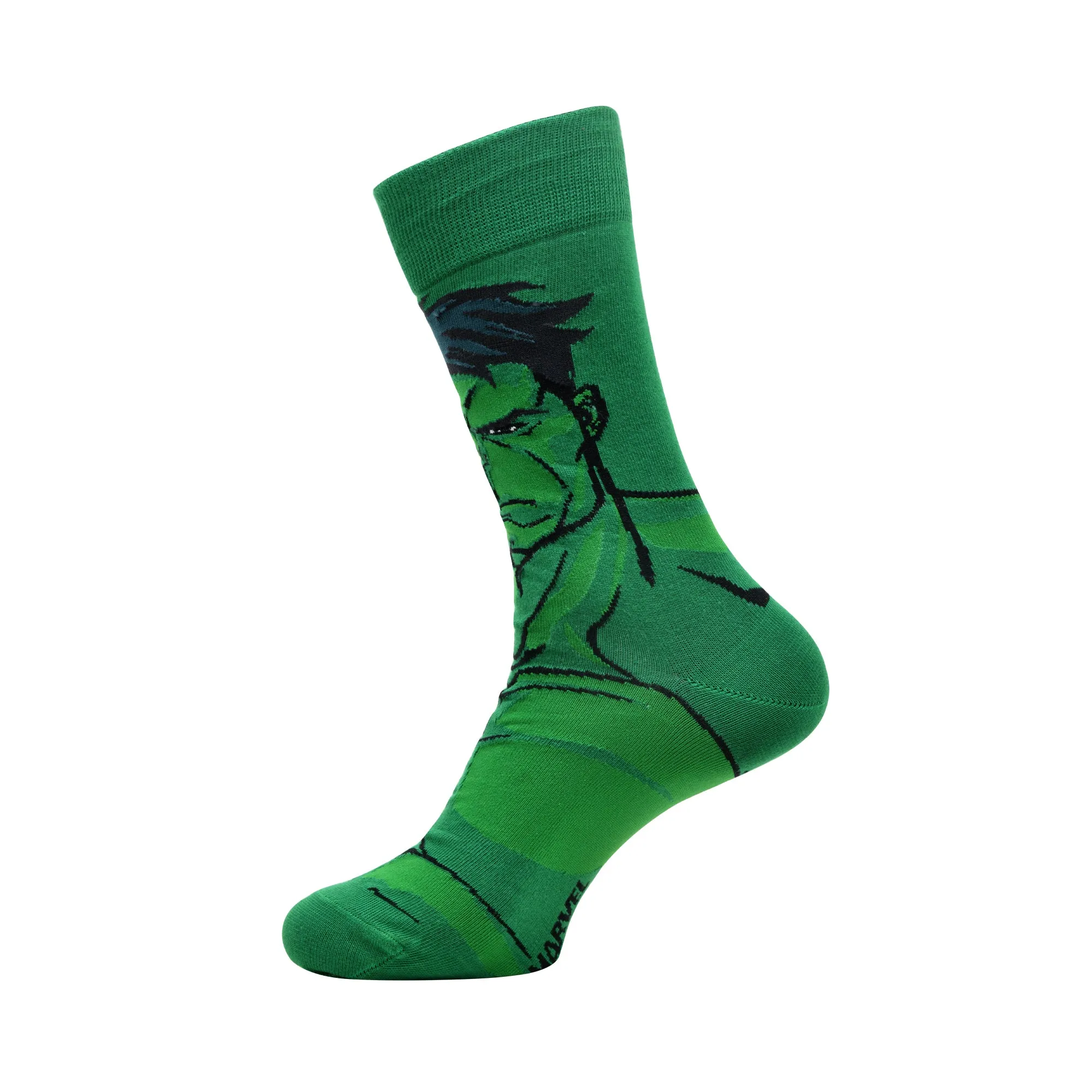 Balenzia x Marvel Character Crew & Ankle Length Sock for Men- "THE INCREDIBLE HULK" Gift Pack (Pack of 2 Pairs/1U)(Free Size) Green & Black