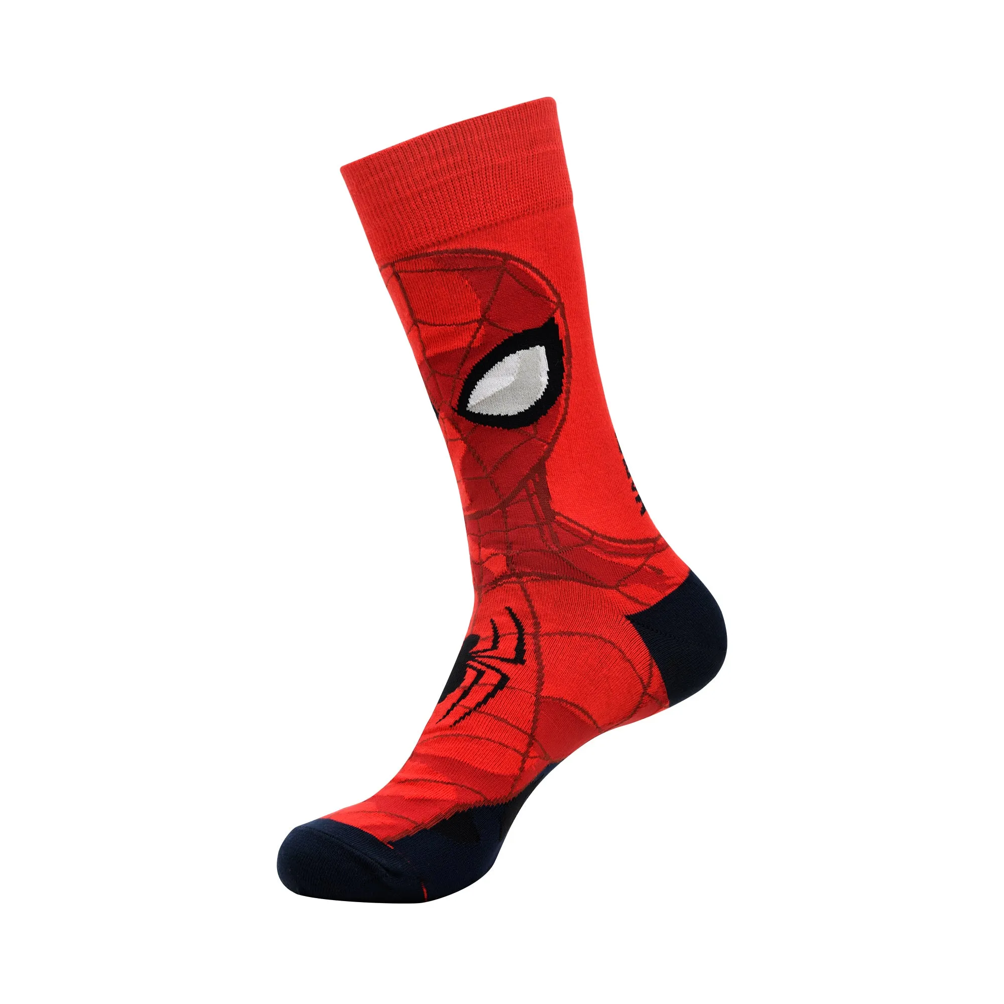 Balenzia x Marvel Character Crew & Lowcut/Ankle Length Sock for Men- "THE AMAZING SPIDER-MAN" Gift Pack (Pack of 2 Pairs/1U)(Free Size) Red