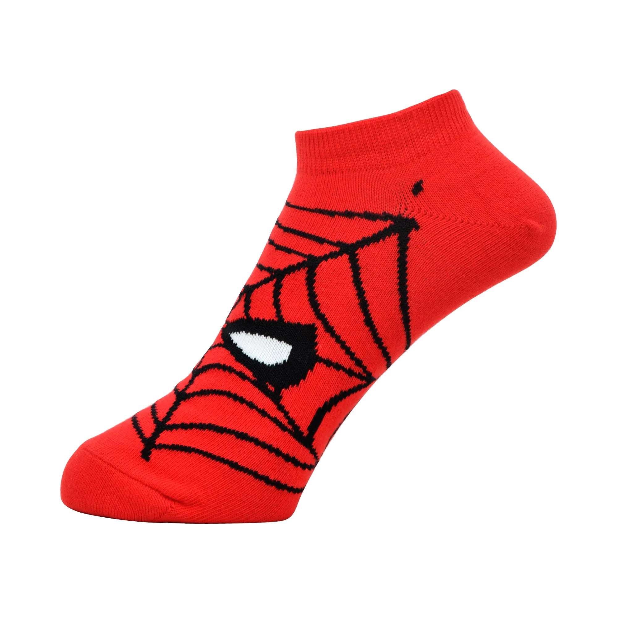 Balenzia x Marvel Character Crew & Lowcut/Ankle Length Sock for Men- "THE AMAZING SPIDER-MAN" Gift Pack (Pack of 2 Pairs/1U)(Free Size) Red