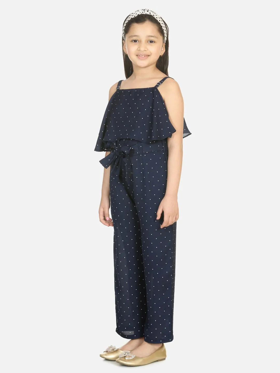 Blue Polka Cape Jumpsuit