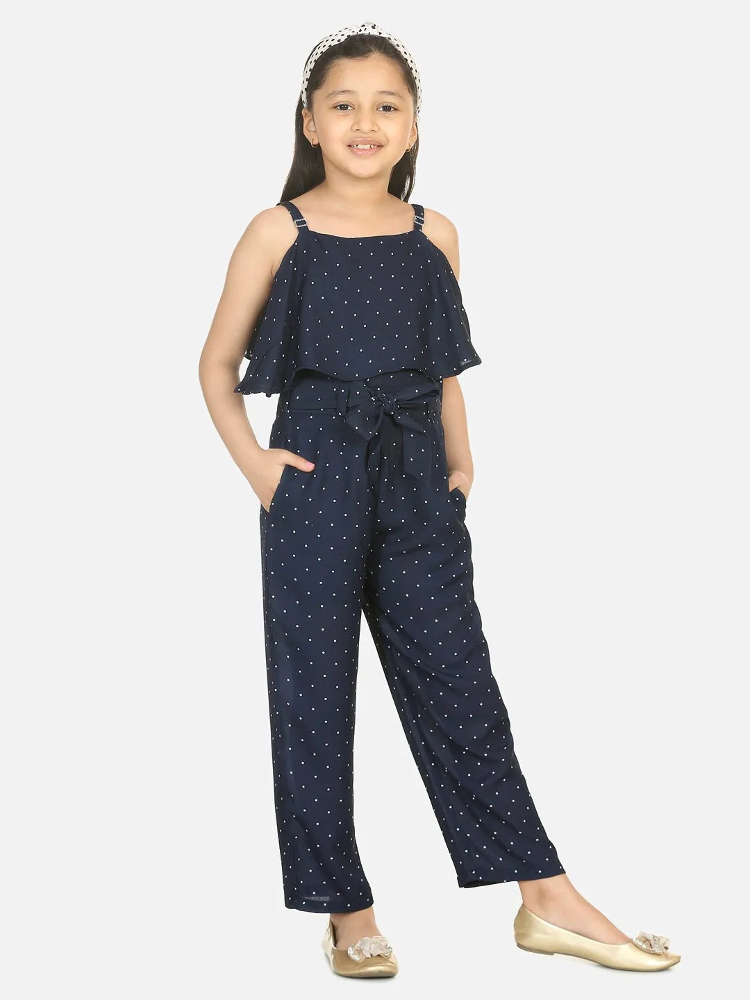 Blue Polka Cape Jumpsuit