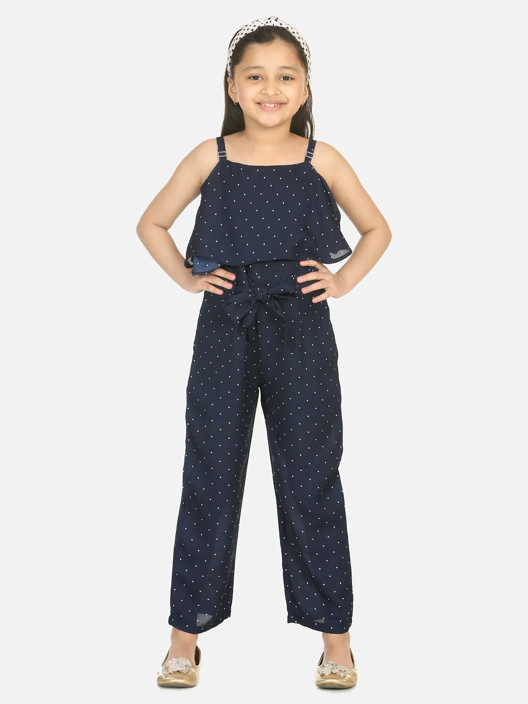 Blue Polka Cape Jumpsuit