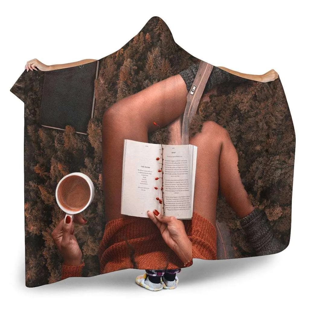 Book and coffee hooded blanket