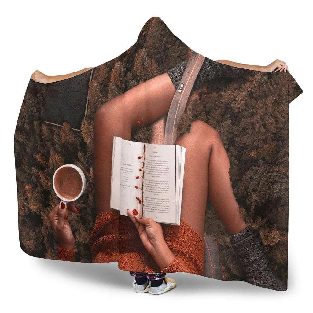 Book and coffee hooded blanket