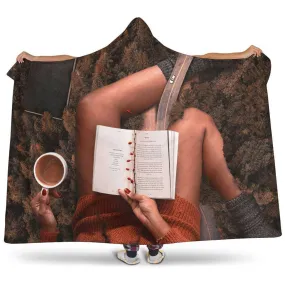 Book and coffee hooded blanket