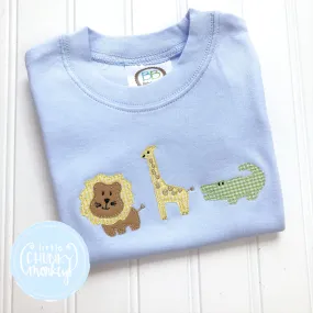 Boy Shirt - Safari Trio on Light Blue