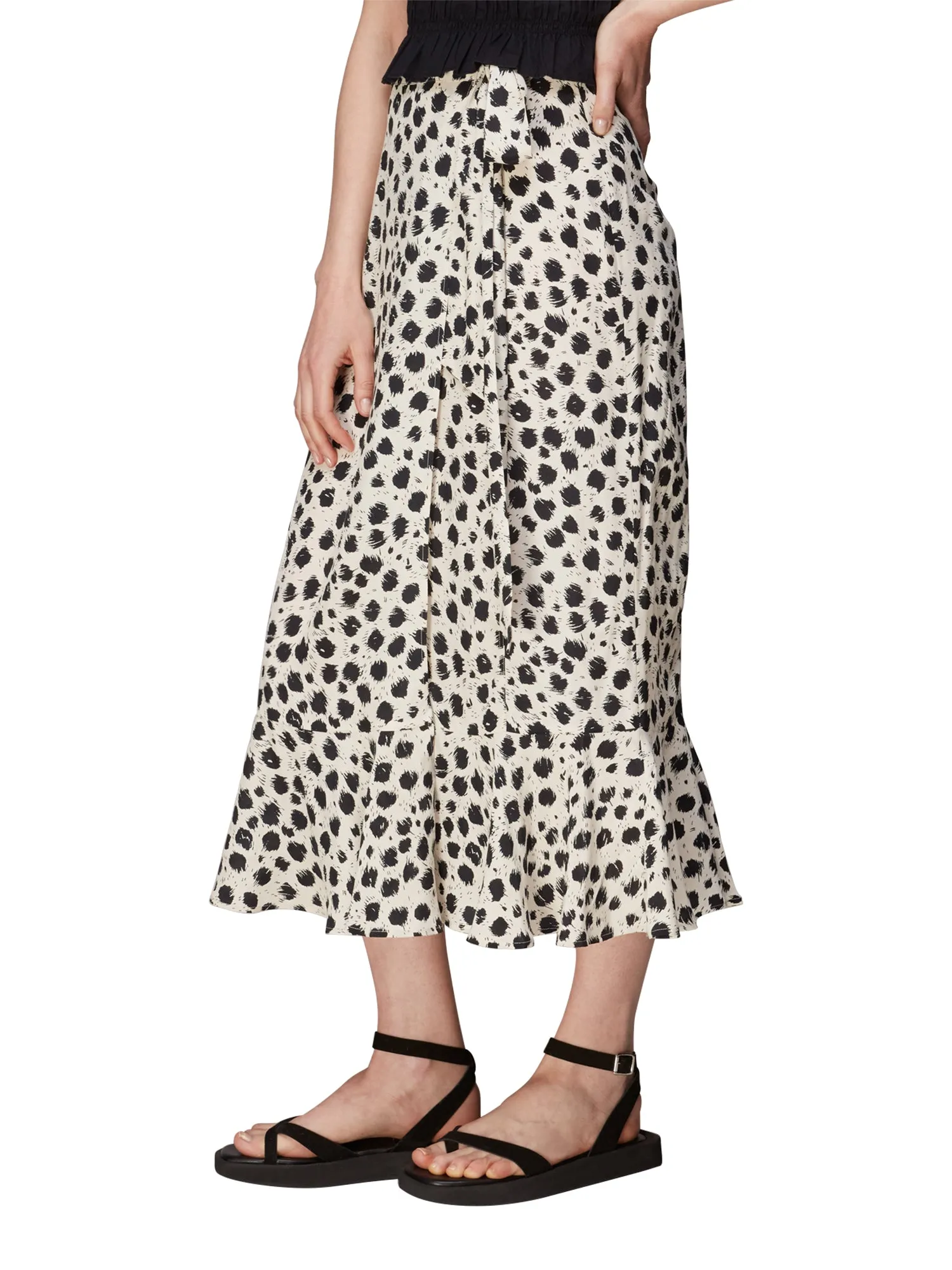 Brushed Dalmatian Wrap Skirt