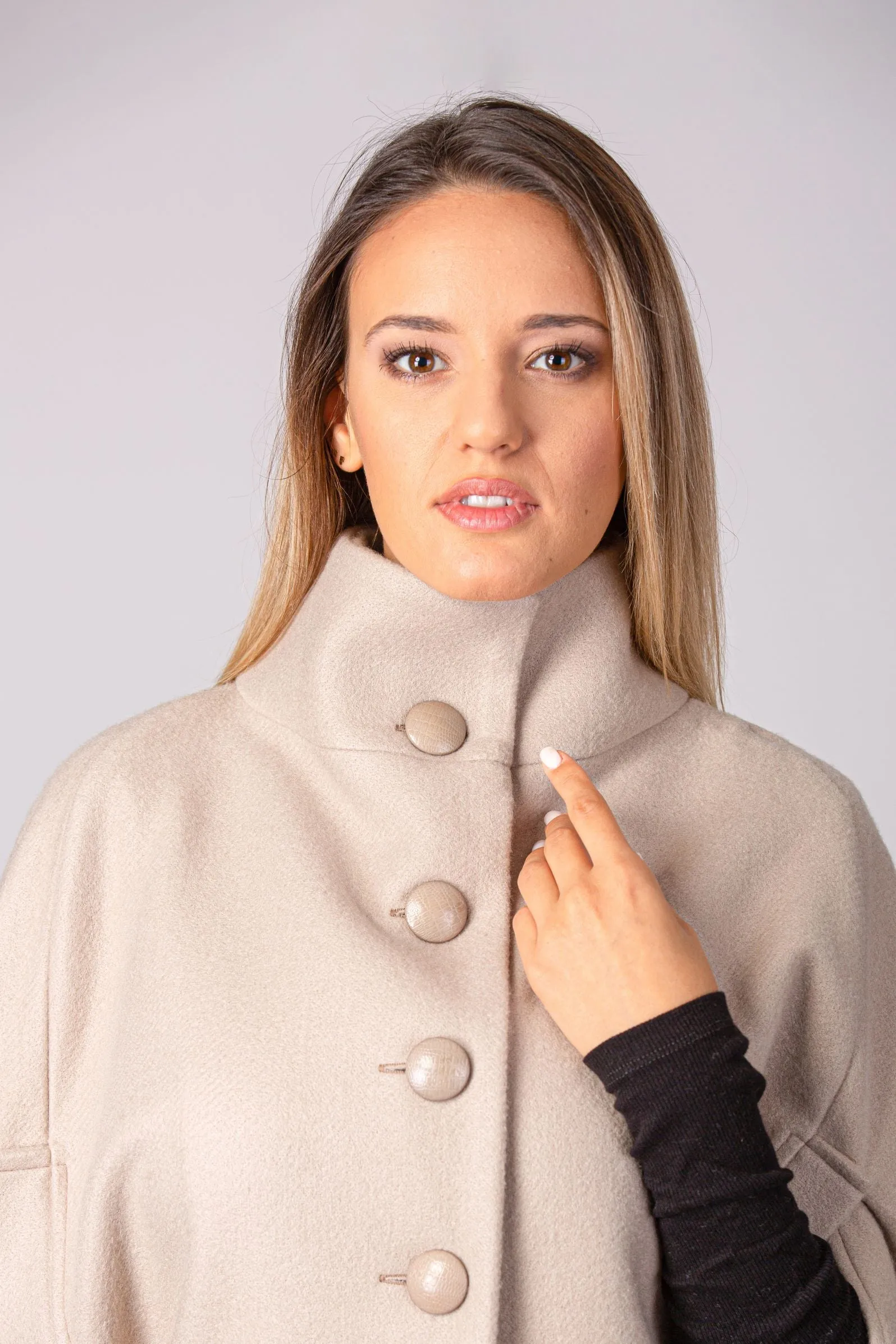 Buttoned Poncho Coat