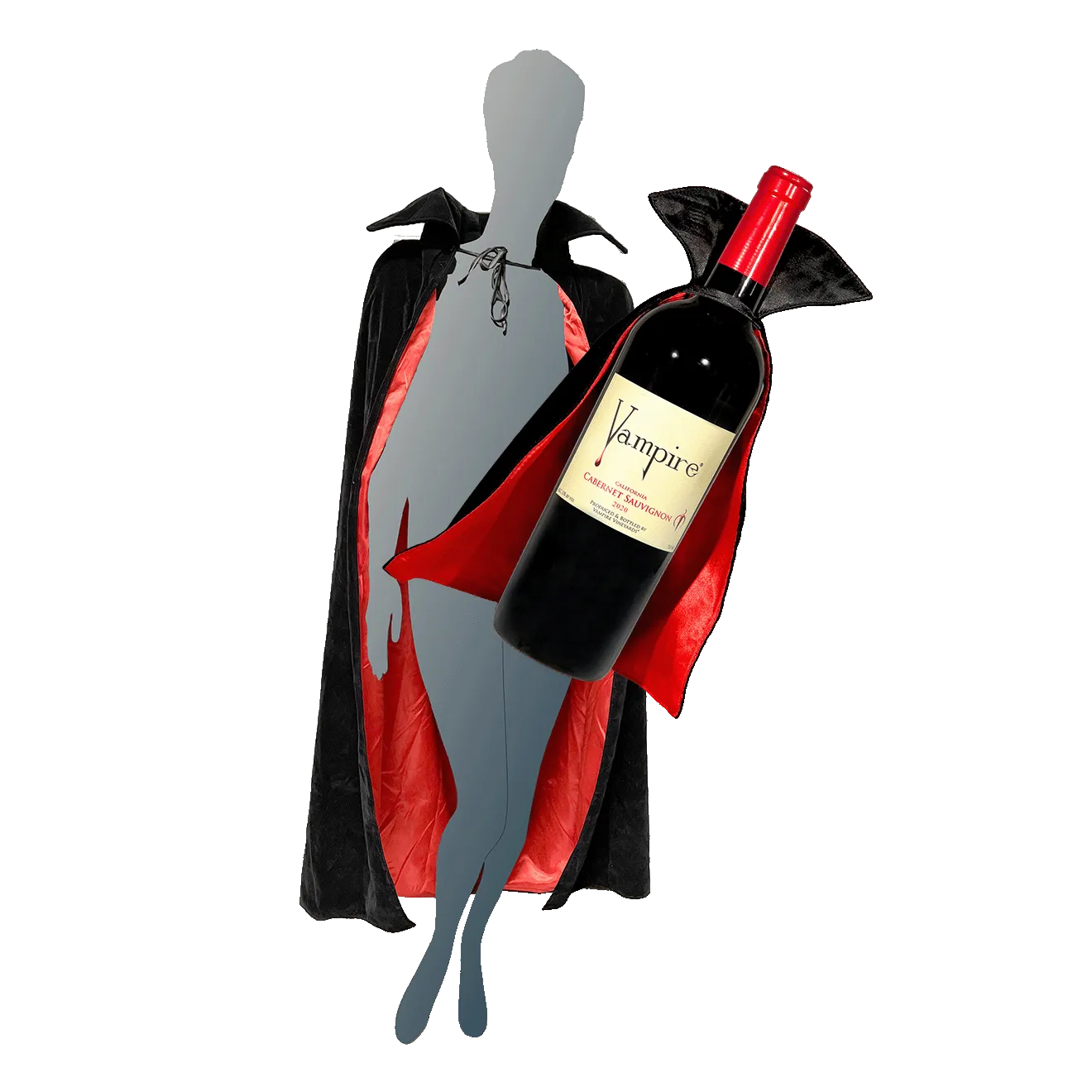 CABERNET SAUVIGNON WITH CAPE PLUS DELUXE VAMPIRE® CAPE ADULT SIZE