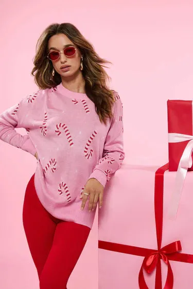 Callie Sweater Candy Cane Pink