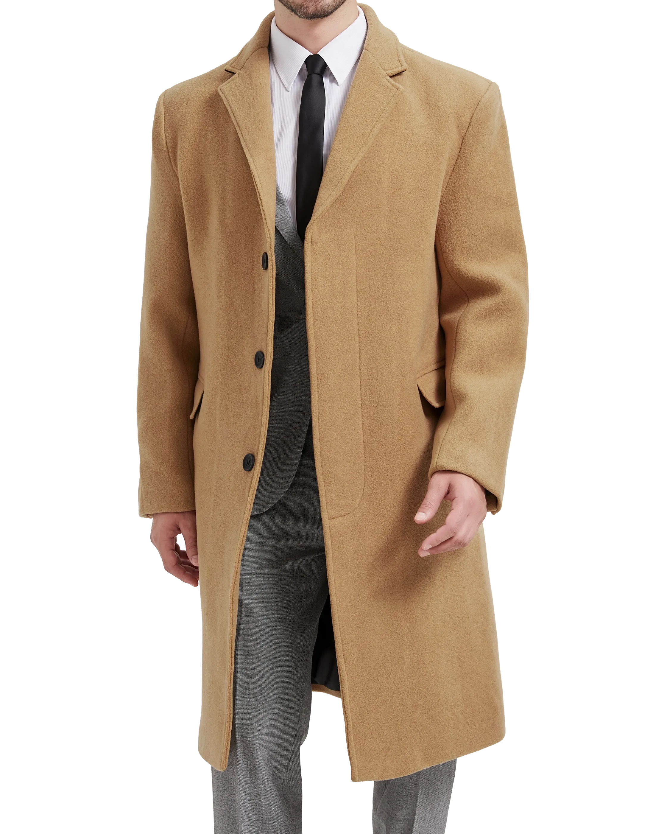 Camel Wool Cashmere Bond Overcoat Black Lining