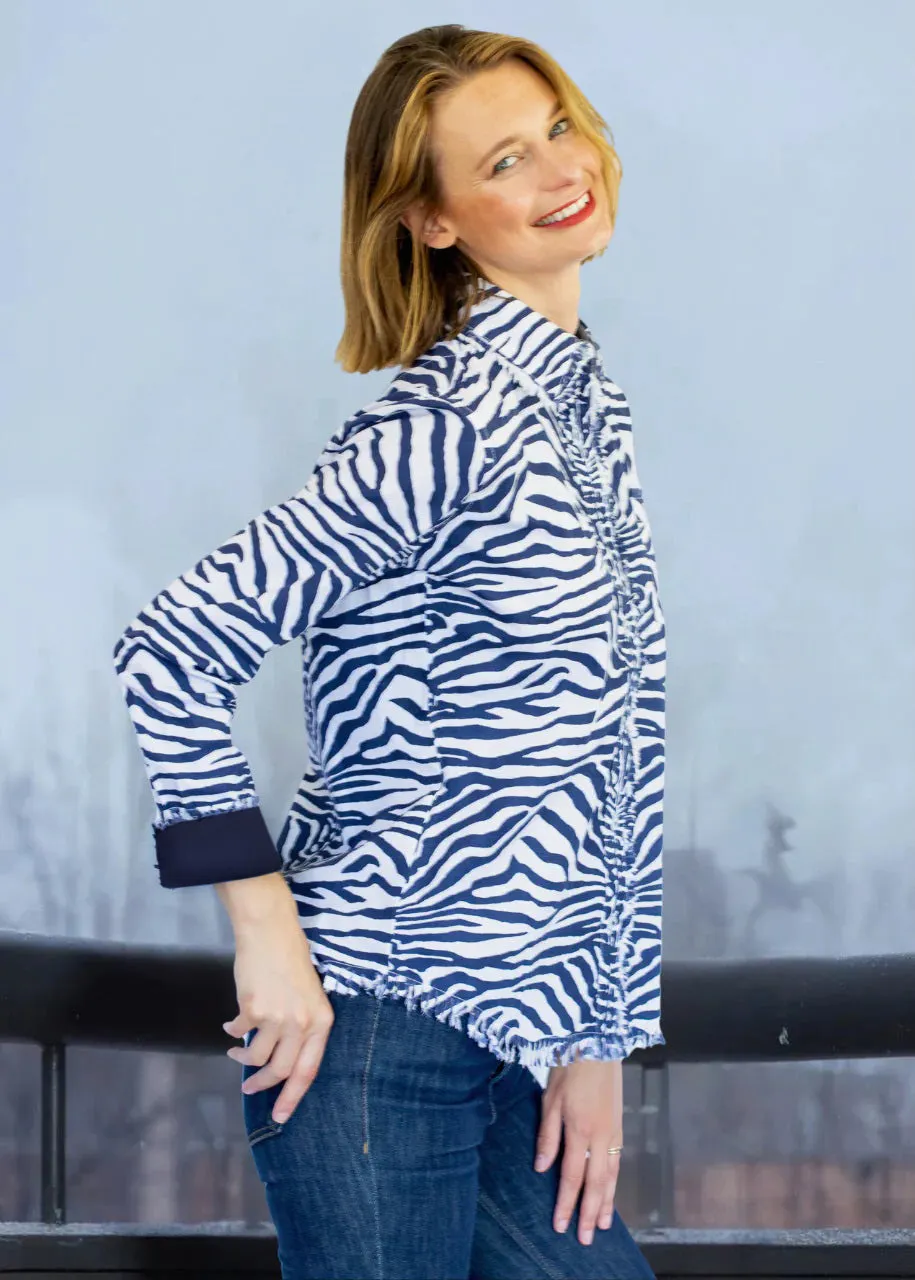 Cape Cod Tunic Navy Zebra Stripe