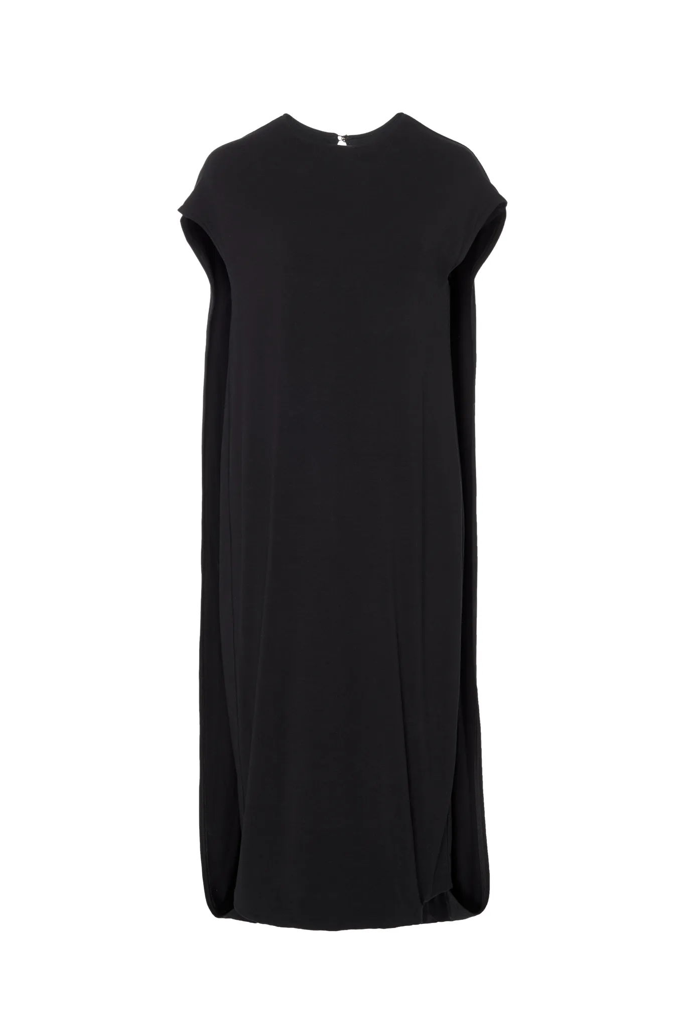 Cape Dress in Black Twill Suiting