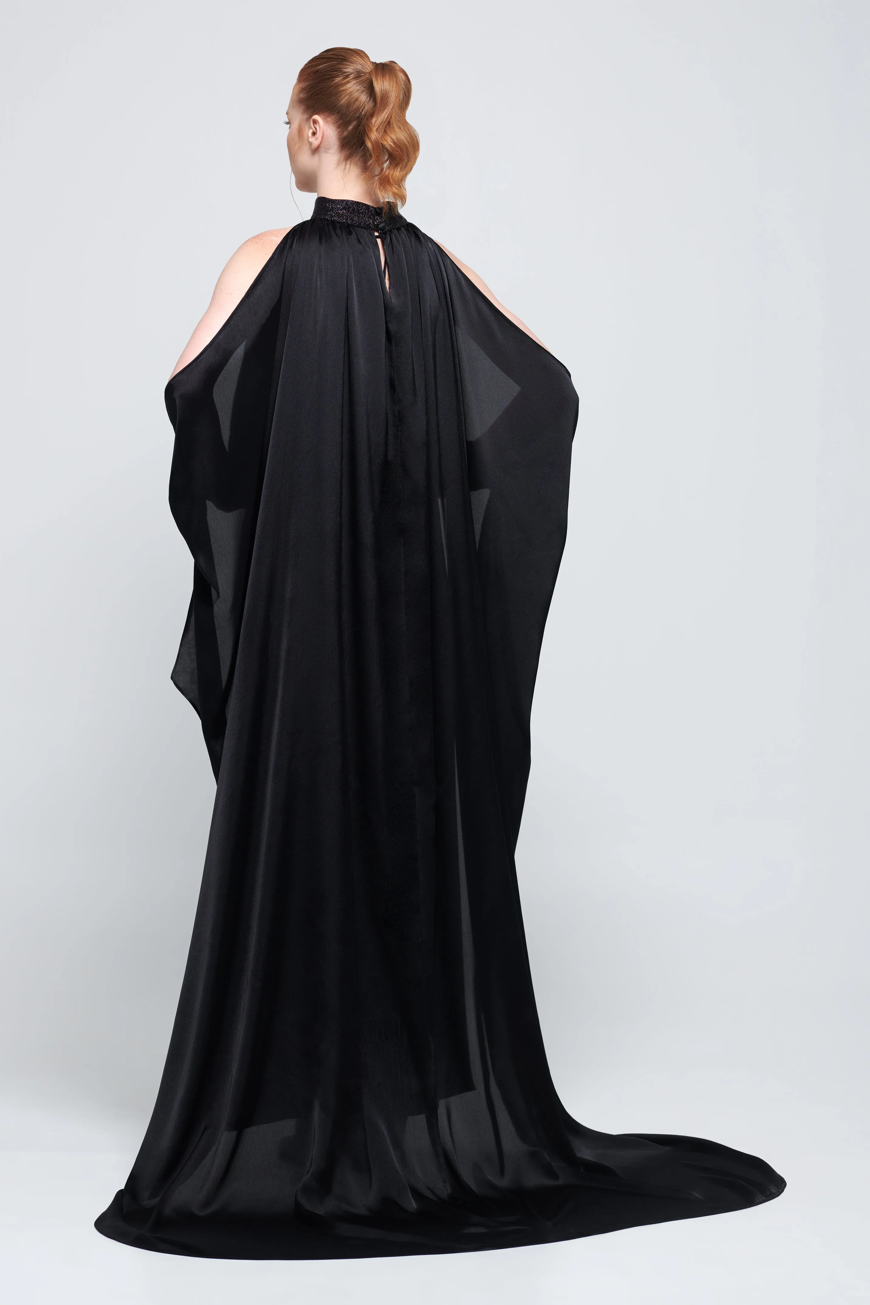 Cape-Effect Black Jumpsuit