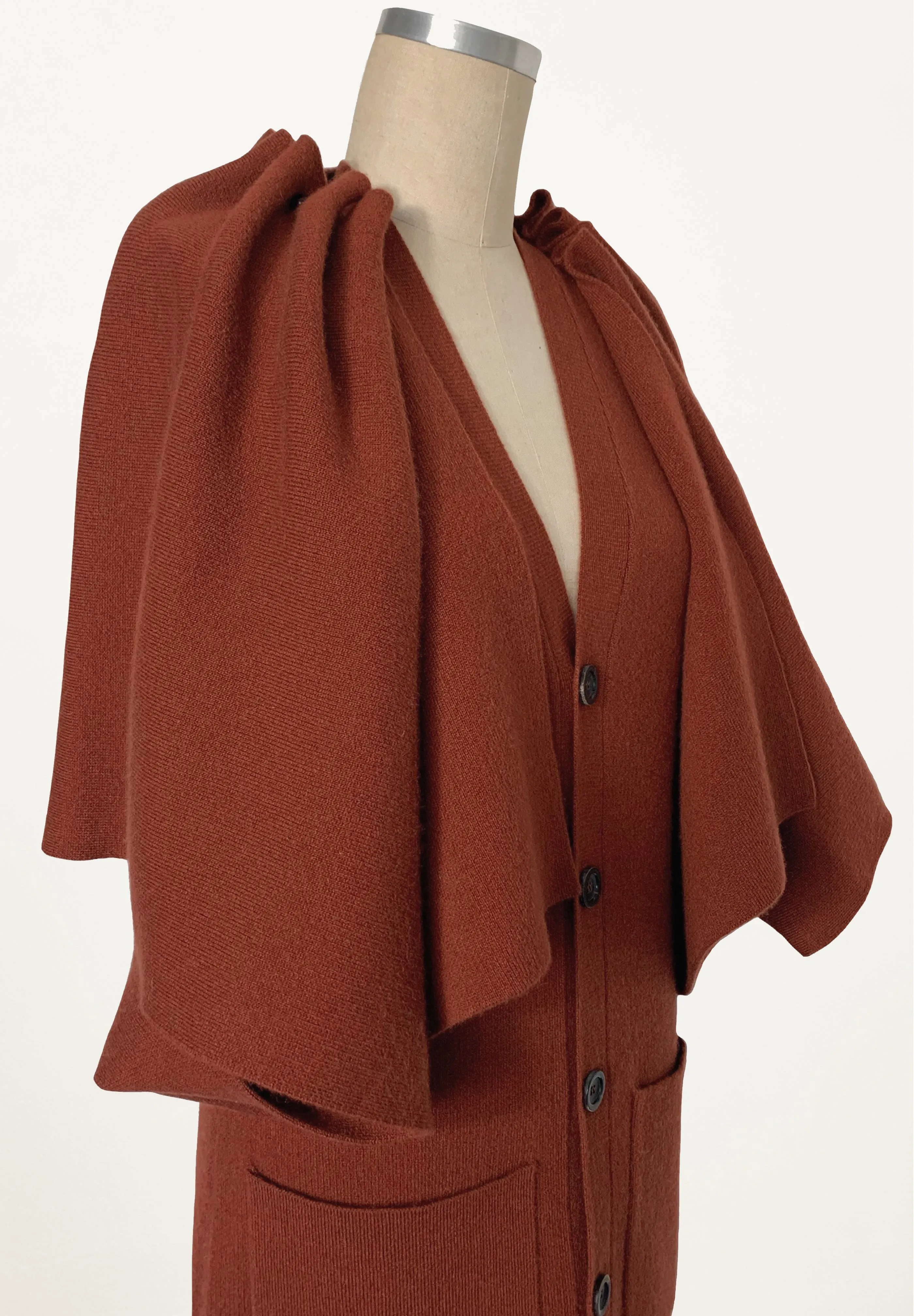 Cardigan w/Detachable Cape in Rust