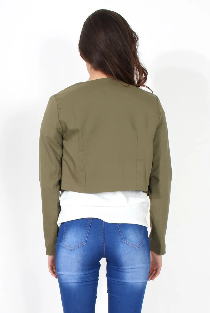 Cat Khaki Crop Jacket