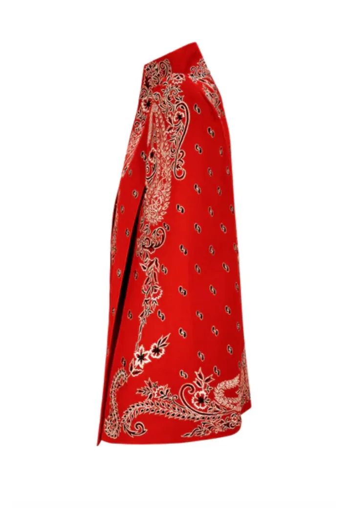 CHERRY PAISLEY-EMBROIDERED CAPE