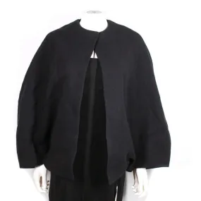 Céline - Black Origami Wool Cape Shrug - Oversized US 2 - 34