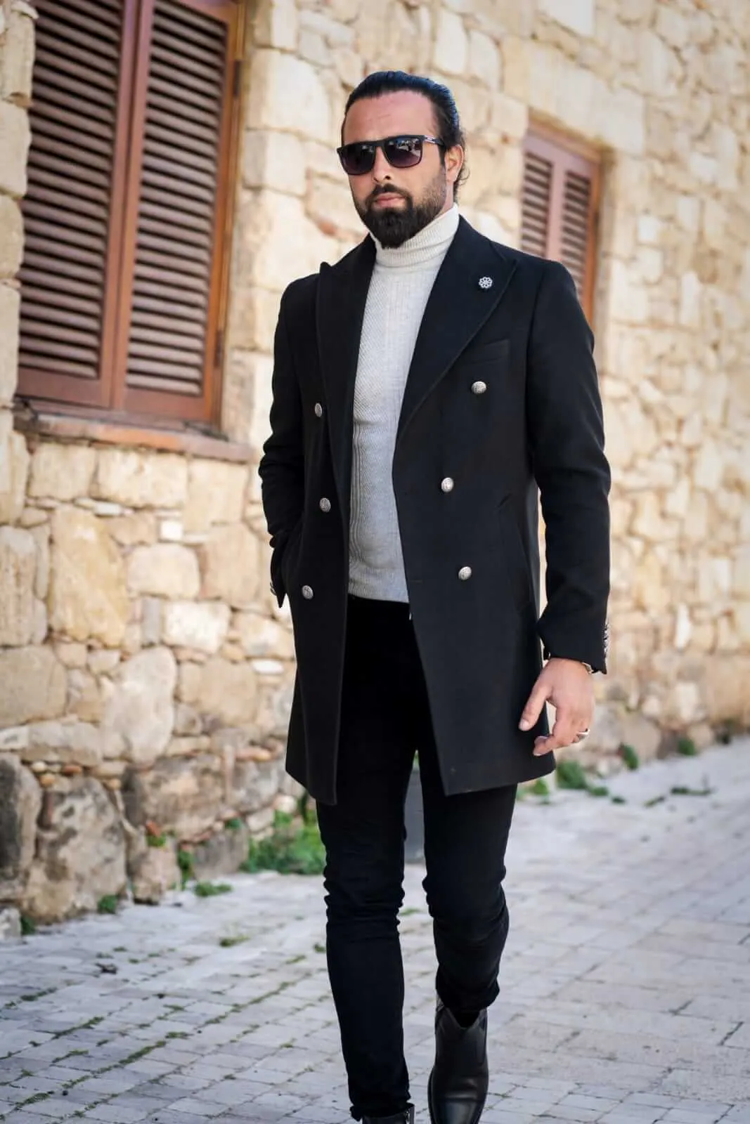 Colden Black Wool Coat