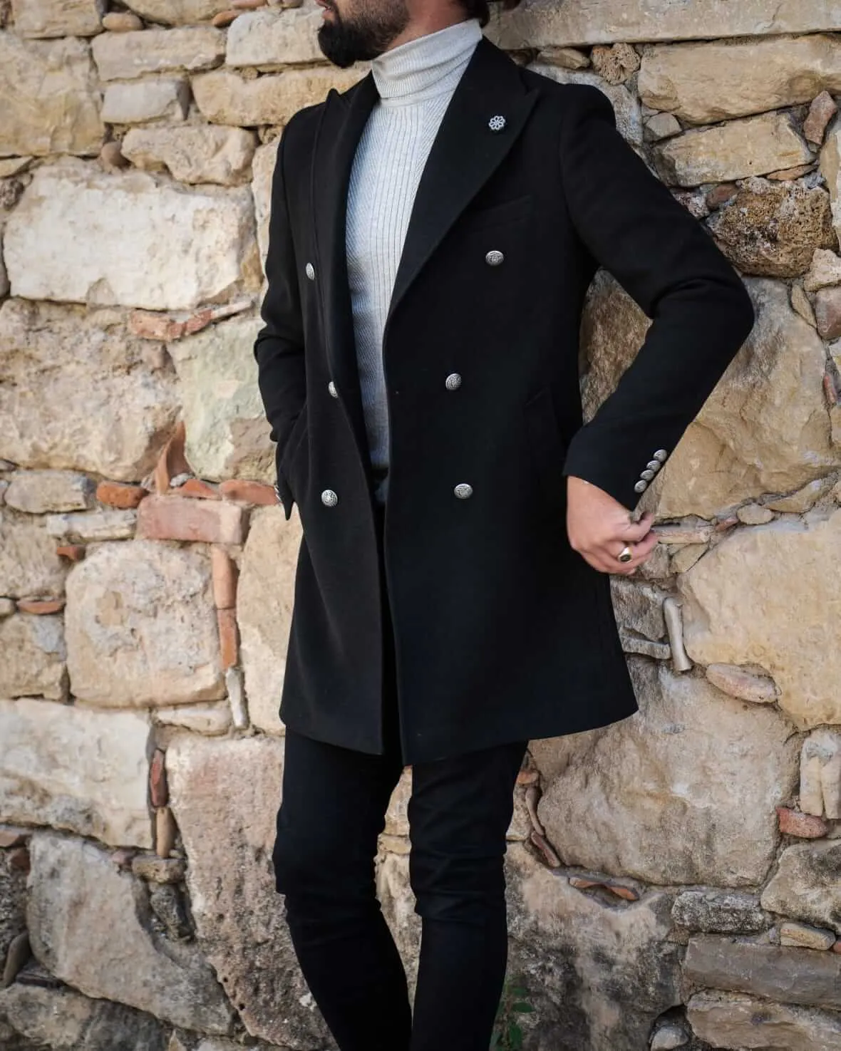 Colden Black Wool Coat