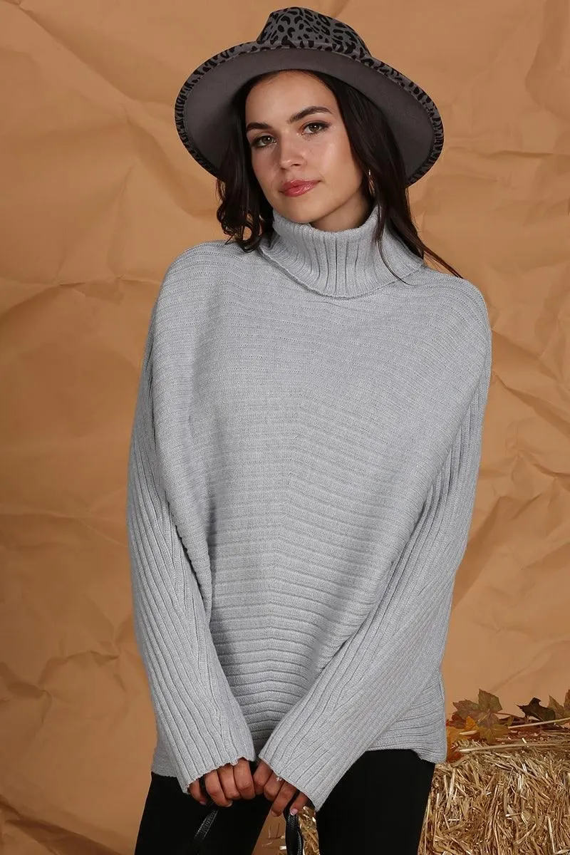 CORDUROY TURTLE NECK LOOSE SLEEVE PULLOVER