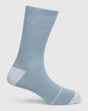 Cotton Blue Textured Socks - Snow