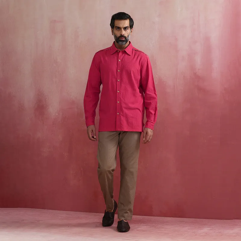 Cotton Pink Shirt for Men | Full Sleeves